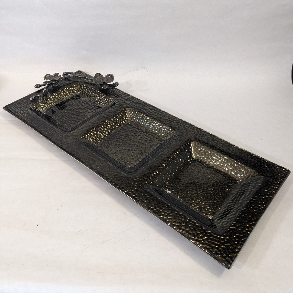 Michael Aram Black Orchid Triple Compartment Hammered Serving Tray 18" x 7.25" - Picture 15 of 15
